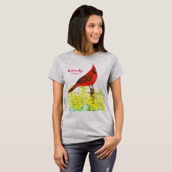 Kentucky State Flower Goldenrod Cardinal  T-shirt by CountryGarden at Zazzle