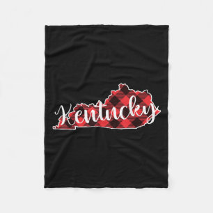 Kentucky State Map Buffalo Plaid Christmas Ky Kent Fleece Blanket