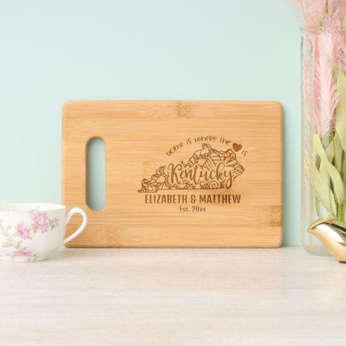 Kentucky state map outline newly weds USA Cutting Board