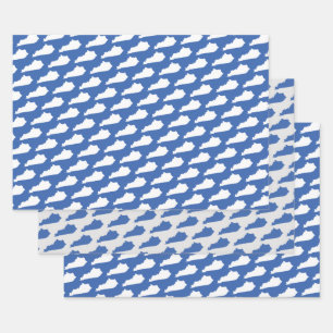Kentucky State Pattern on Blue Wrapping Paper Sheets
