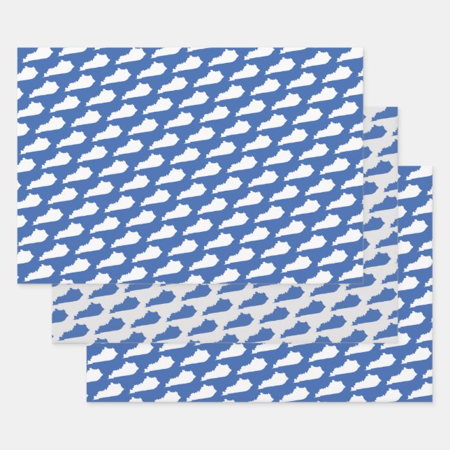 Kentucky State Pattern on Blue Wrapping Paper Sheets (Set)