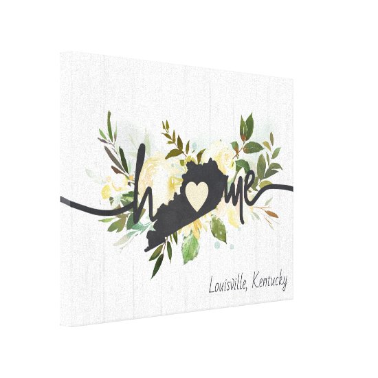 Kentucky State Personalized Your Home City Rustic Canvas Print