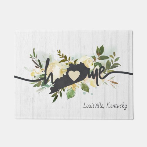 Kentucky State Personalized Your Home City Rustic Doormat