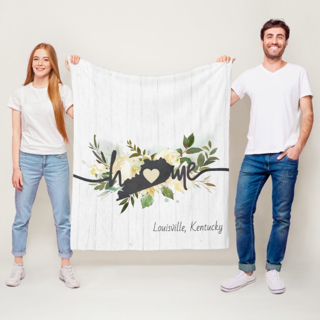 Kentucky State Personalized Your Home City Rustic Fleece Blanket (In Situ)