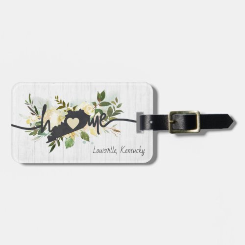 Kentucky State Personalized Your Home City Rustic Luggage Tag