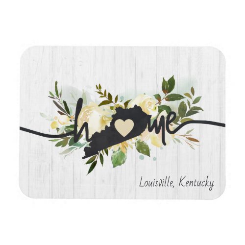 Kentucky State Personalized Your Home City Rustic Magnet