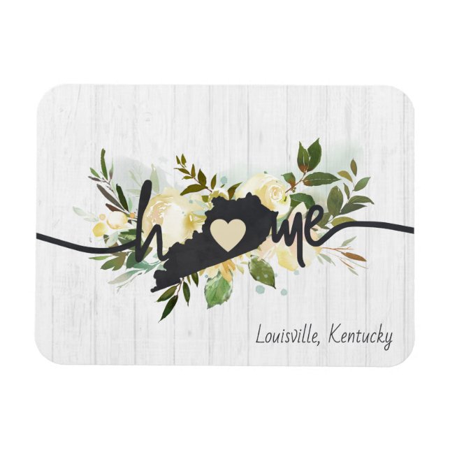 Kentucky State Personalized Your Home City Rustic Magnet (Horizontal)