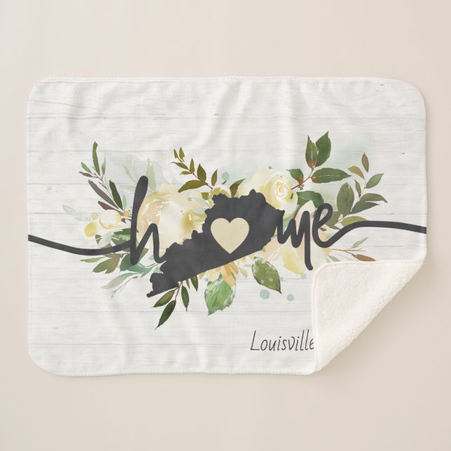 Kentucky State Personalized Your Home City Rustic Sherpa Blanket (Front (Horizontal))