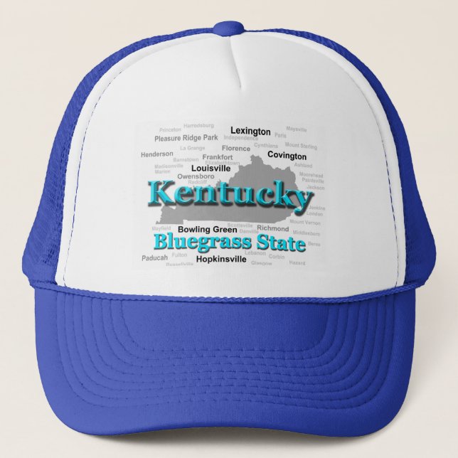 Kentucky State Pride Map Silhouette Trucker Hat (Front)