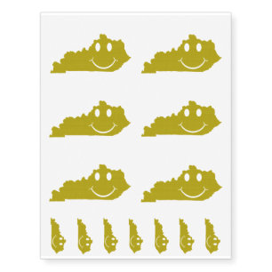 Kentucky State Shape Smiley Face Temporary Tattoos