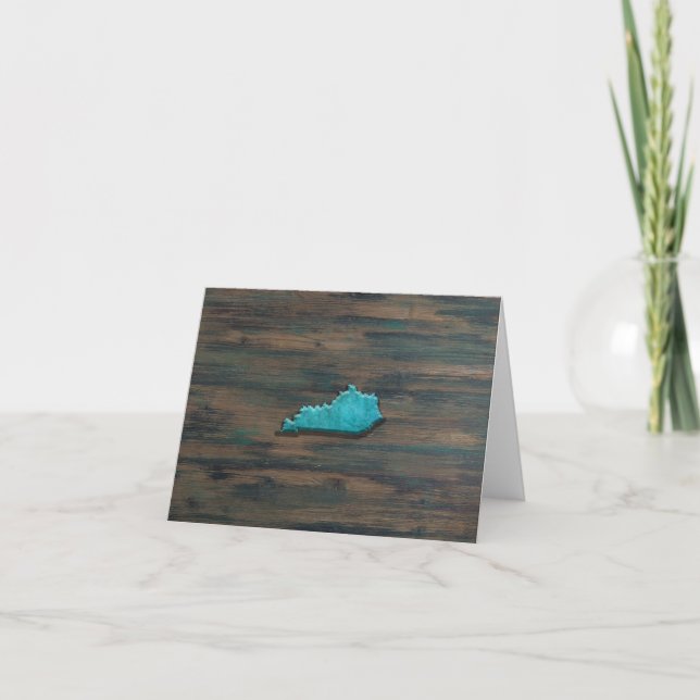Kentucky State Shape Teal Letterpress Thank You Card (Front)