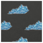 Kentucky State Silhouette Blue Paisley Fabric