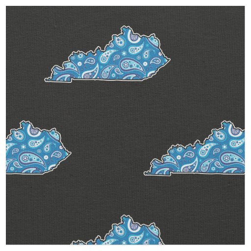 Kentucky State Silhouette Blue Paisley Fabric