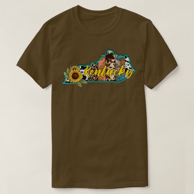 Kentucky Sunflower State Map  T-Shirt (Design Front)