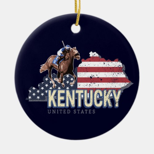 Kentucky United States Retro State Map Vintage USA Ceramic Ornament