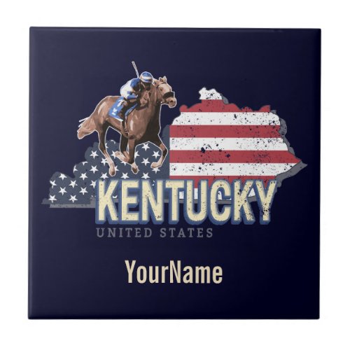 Kentucky United States Retro State Map Vintage USA Ceramic Tile