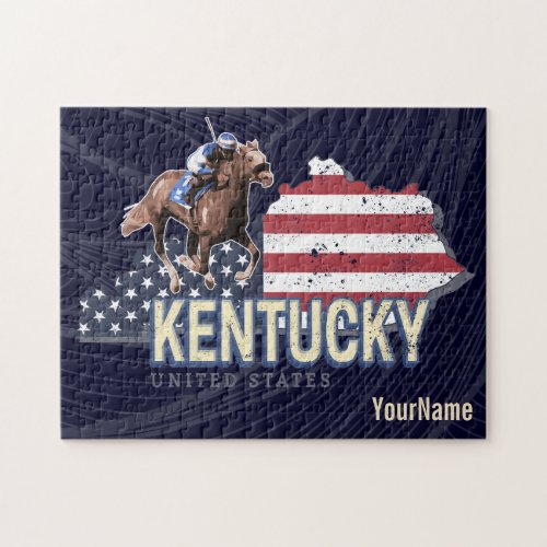 Kentucky United States Retro State Map Vintage USA Jigsaw Puzzle