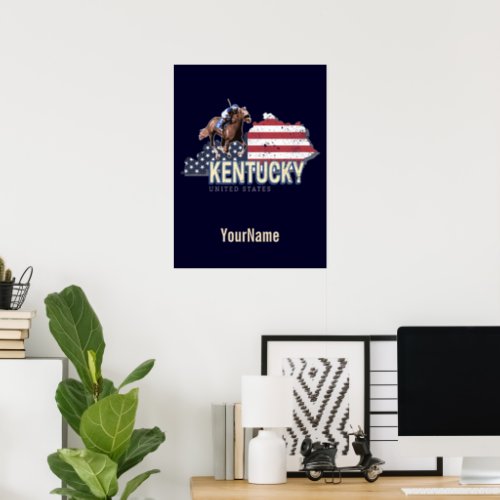 Kentucky United States Retro State Map Vintage USA Poster
