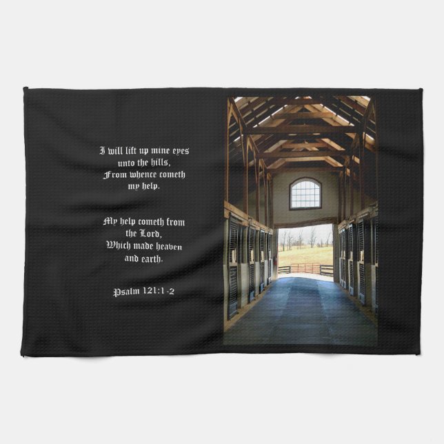 Kentucky View from the Barn, Psalm 121:1-2 Kitchen Towel (Horizontal)