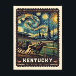 Kentucky | Vincent Van Gogh Inspired Postcard<br><div class="desc">Experience the Bluegrass State as never before with the "Kentucky | Vincent van Gogh Inspired Postcard." This postcard artfully blends the rolling hills, horse farms, and vibrant bluegrass of Kentucky with the expressive and vivid impressionist style of Vincent van Gogh. Each brushstroke captures the unique spirit and natural beauty of...</div>