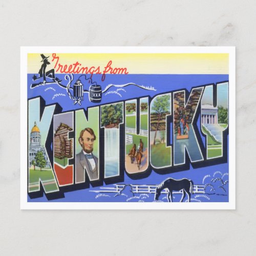 Kentucky Vintage Big Letters Postcard