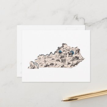 Kentucky Vintage Picture Map Antique State Chart Postcard by PNGDesign at Zazzle