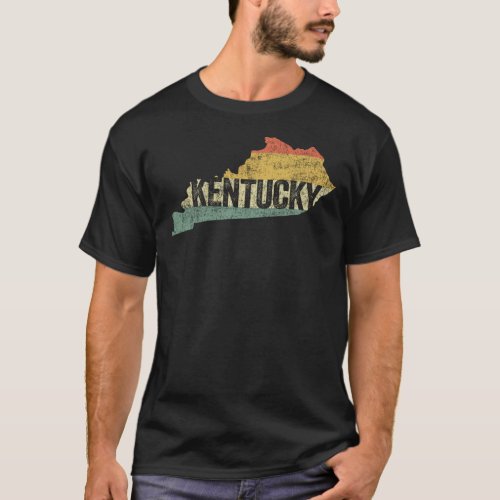 Kentucky Vintage Retro Sunset Colors State Map T_Shirt