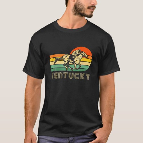 Kentucky Vintage Retro Sunset Horse Racing Derby T_Shirt