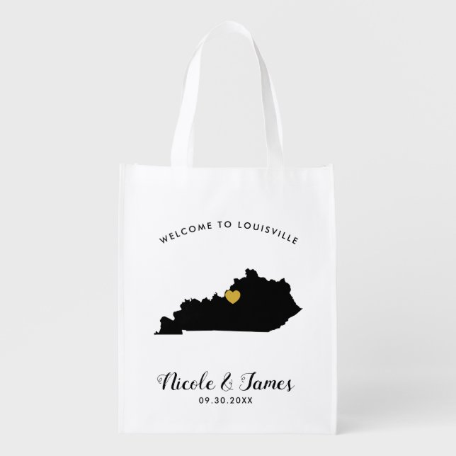 Kentucky Wedding Welcome Bag Black & Gold Tote (Front)
