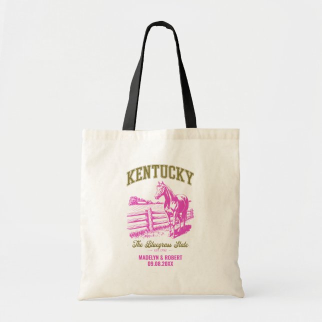Kentucky Wedding Welcome Bag, Destination Wedding Tote Bag (Front)