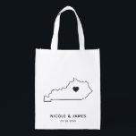 Kentucky Wedding Welcome Bag Map Tote with Heart<br><div class="desc">Wedding welcome gift bag featuring map graphic. Your guests will love checking into their hotel and finding this tote filled with treats awaiting them. You may position the heart to the location of your big day using the "customize further" feature.</div>