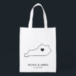 Kentucky Wedding Welcome Bag Map Tote with Heart<br><div class="desc">Wedding welcome gift bag featuring map graphic. Your guests will love checking into their hotel and finding this tote filled with treats awaiting them. You may position the heart to the location of your big day using the "customize further" feature.</div>