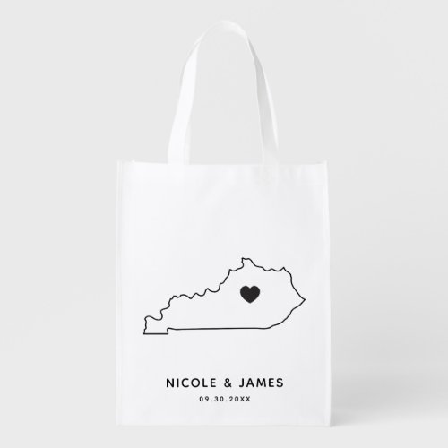 Kentucky Wedding Welcome Bag Map Tote with Heart