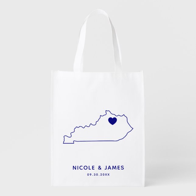 Kentucky Wedding Welcome Bag Navy Tote with Map (Front)