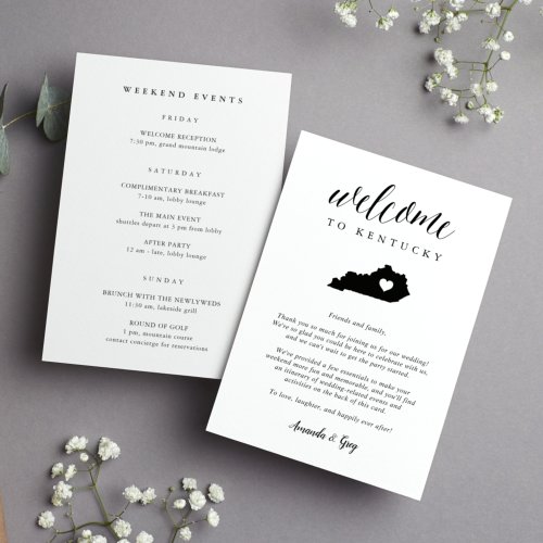 Kentucky Wedding Welcome Letter  Itinerary