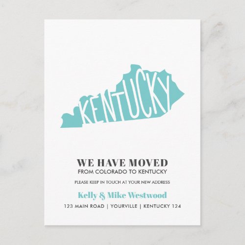 KENTUCKY Weve moved New address New Home  Postcard