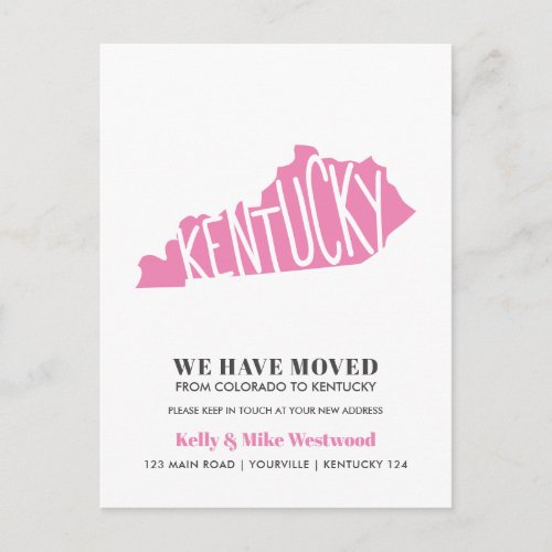 KENTUCKY Weve moved New address New Home Postcard