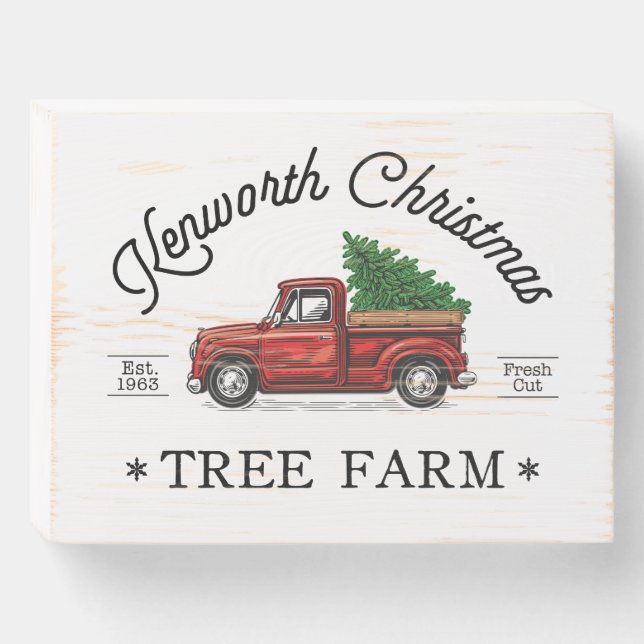 Kenworth Christmas Tree Farm decor Wooden Box Sign (Front Horizontal)