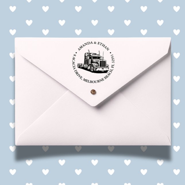 kenworth Semi Truck Theme Self-inking Stamp (Personalize your documents with a semi truck theme self-inking stamp.)