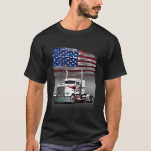 Kenworth Truck and The American Flag by Gas Autos T-Shirt