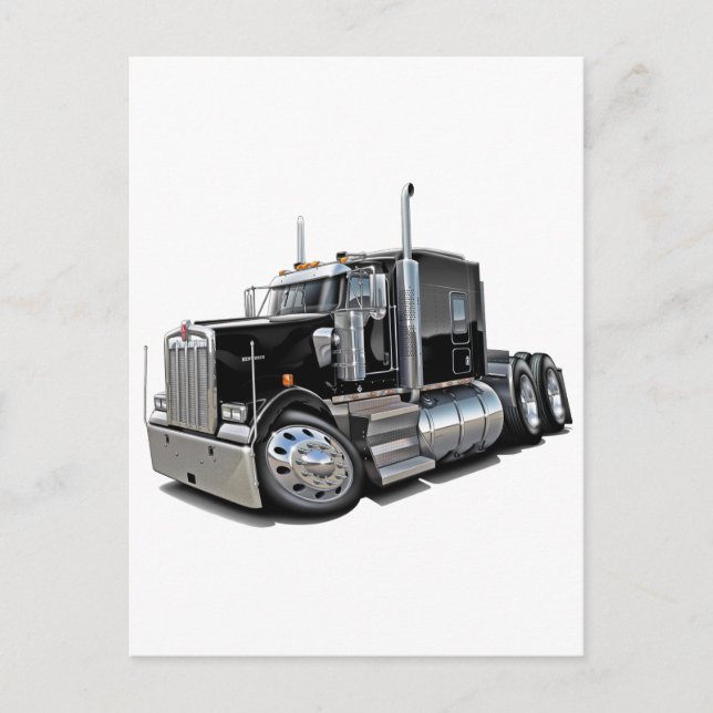 Kenworth w900 Black Truck Postcard (Front)