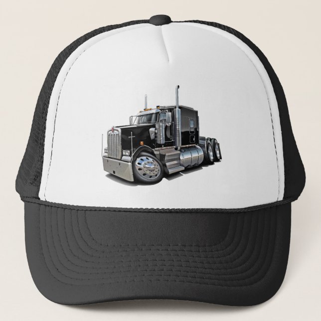 Kenworth w900 Black Truck Trucker Hat (Front)
