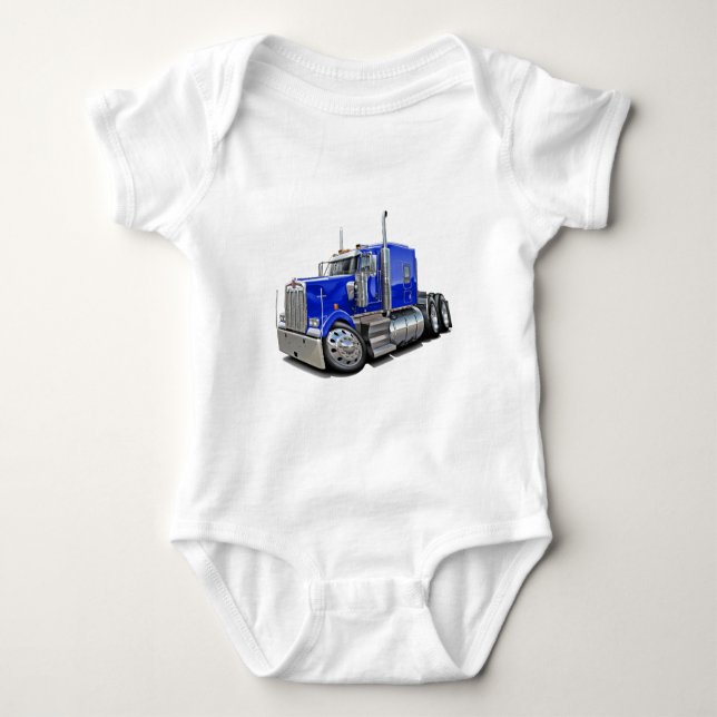 Kenworth w900 Blue Truck Baby Bodysuit (Front)
