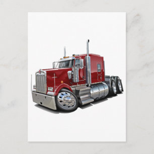 Kenworth w900 Maroon Truck Postcard
