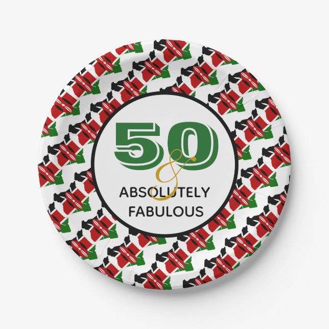 KENYA 50 & Absolutely Fabulous Celebration Paper Plates (Front)