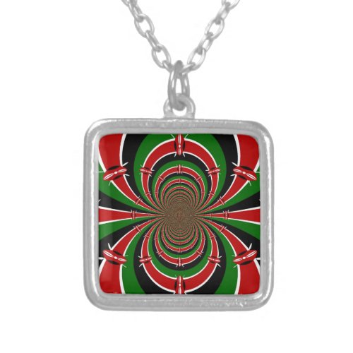 Kenya A Dazzling Dance of Red Black and Green Silver Plated Necklace