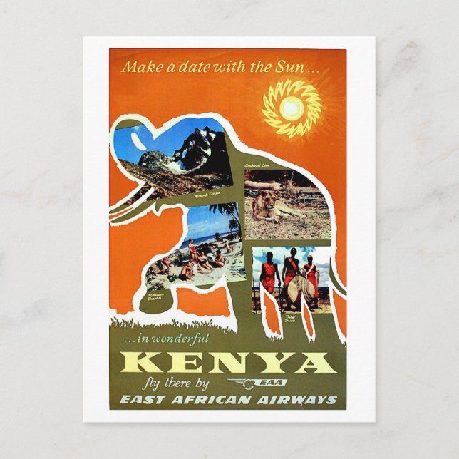 Kenya, Africa, make a date with a sun, travel Postcard (Front)