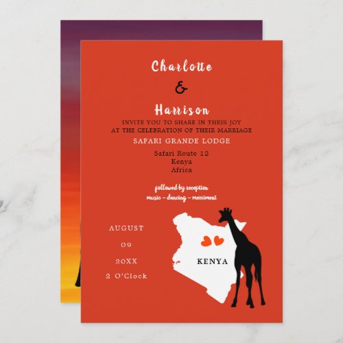 Kenya Africa Wedding  Destination Invitation