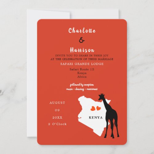 Kenya Africa Wedding  Destination Invitation