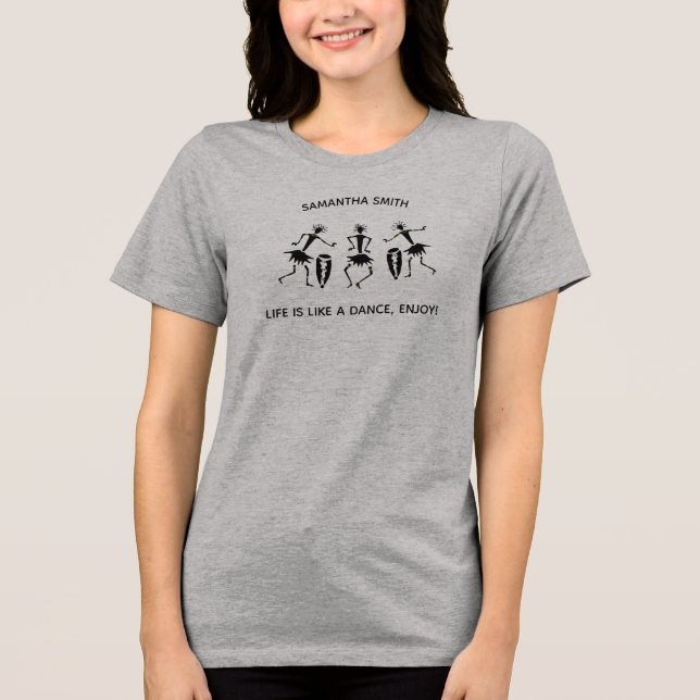 Kenya African Art, drum players Dance Tri-Blend Shirt (Front)
